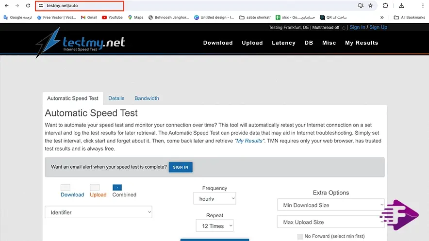 تست سرعت اینترنت از طریق سایت TestMy.net​